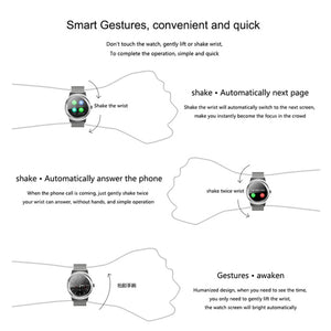 SMA-Round 1.28 inch Color Touch Screen Bluetooth Smart Watch, Waterproof, Support Voice Control / Heart Rate Monitor / Sleep Monitor / Bluetooth Camera, Compatible with Android and iOS System, SMA-Round/Silver Steel Strap, SMA-Round/Black Steel Strap