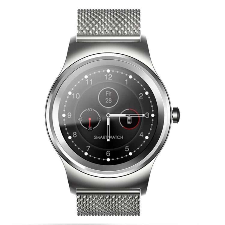 SMA-Round 1.28 inch Color Touch Screen Bluetooth Smart Watch, Waterproof, Support Voice Control / Heart Rate Monitor / Sleep Monitor / Bluetooth Camera, Compatible with Android and iOS System, SMA-Round/Silver Steel Strap, SMA-Round/Black Steel Strap