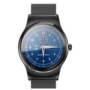 SMA-Round 1.28 inch Color Touch Screen Bluetooth Smart Watch, Waterproof, Support Voice Control / Heart Rate Monitor / Sleep Monitor / Bluetooth Camera, Compatible with Android and iOS System, SMA-Round/Silver Steel Strap, SMA-Round/Black Steel Strap