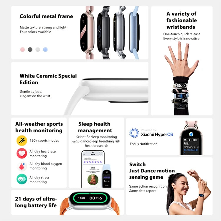 Original Xiaomi Mi Band 9 1.62 inch AMOLED Screen 5ATM Waterproof Smart Watch, Support Blood Oxygen / Heart Rate Monitor, Smart Band 9 Black, Smart Band 9 Pink, Smart Band 9 Blue, Smart Band 9 Silver