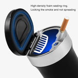 Multi-function Portable Creative LED Car Cigarette Ash Tray Ashtray with Clock