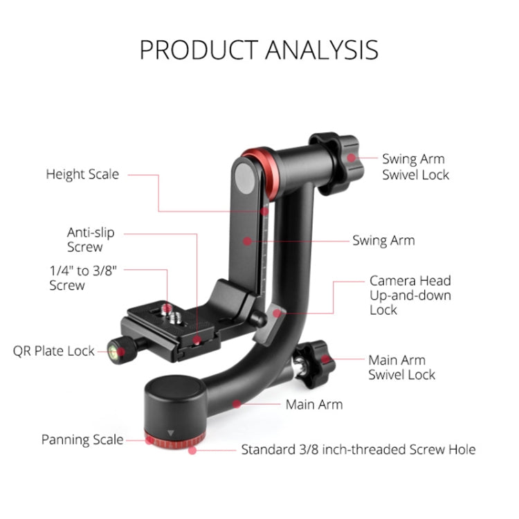 YELANGU  A201 360 Degree Horizontal Gimbal Tripod Head for DV and SLR Cameras