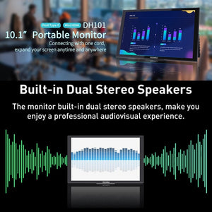 FEELWORLD DH101 10.1 inch Portable External Monitor, Dual Full Function USB-C Ports