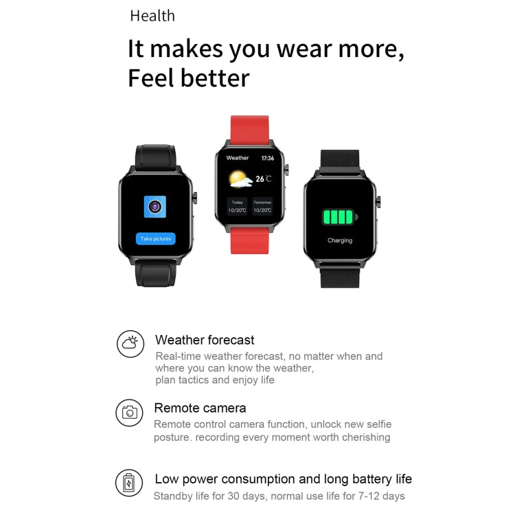 E86 1.7 inch TFT Color Screen IP68 Waterproof Smart Watch, Support Blood Oxygen Monitoring / Body Temperature Monitoring / AI Medical Diagnosis, Style: TPU Strap, TPU Strap(Blue), TPU Strap(Black), TPU Strap(Red)