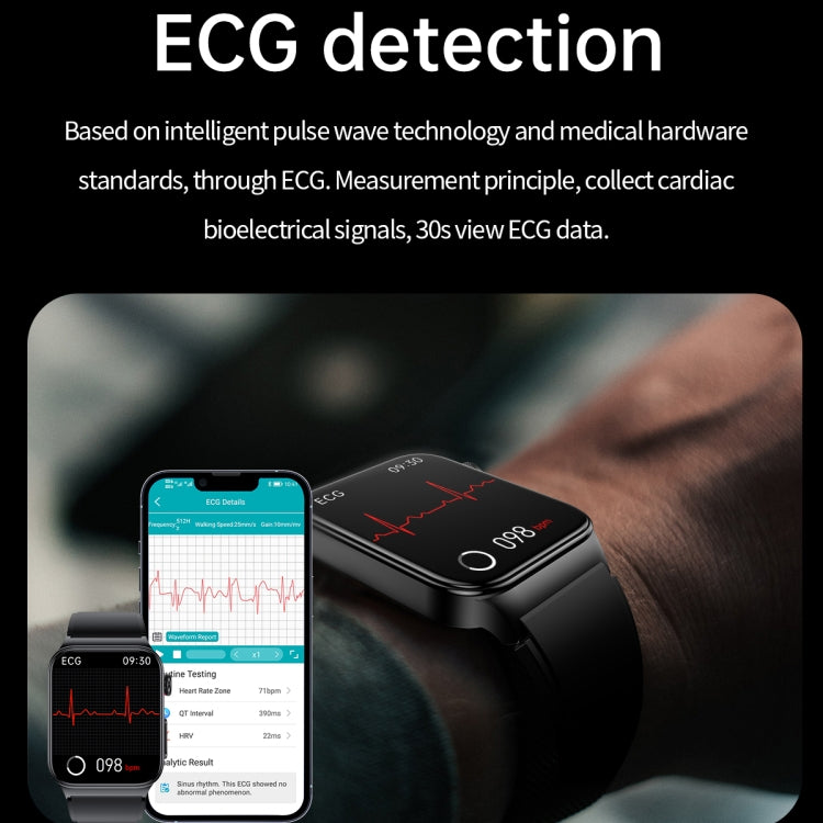 E500 1.83 inch HD Square Screen TPU Watch Strap Smart Watch Supports ECG Monitoring / Non-invasive Blood Sugar