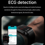 E500 1.83 inch HD Square Screen Leather Watch Strap Smart Watch Supports ECG Monitoring / Non-invasive Blood Sugar