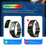 K60 1.08 inch Leather Band Earphone Detachable Life Waterproof Smart Watch Support Bluetooth Call