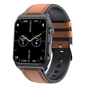 E530 1.91 inch IP68 Waterproof Leather Band Smart Watch Supports ECG / Non-invasive Blood Sugar, Leather Band (Black), Leather Band (Brown)