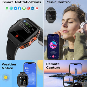 Model X 1.99 inch IP68 Waterproof Android 9.0 4G Dual Cameras Ceramics Smart Watch