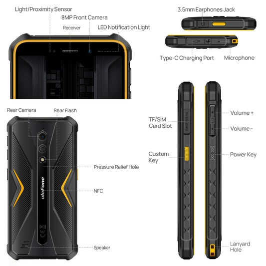 Ulefone Armor X12 Pro, IP68/IP69K Rugged Phone, 5.45 inch Android 13 MediaTek Helio G36 Octa Core, Network: 4G, NFC