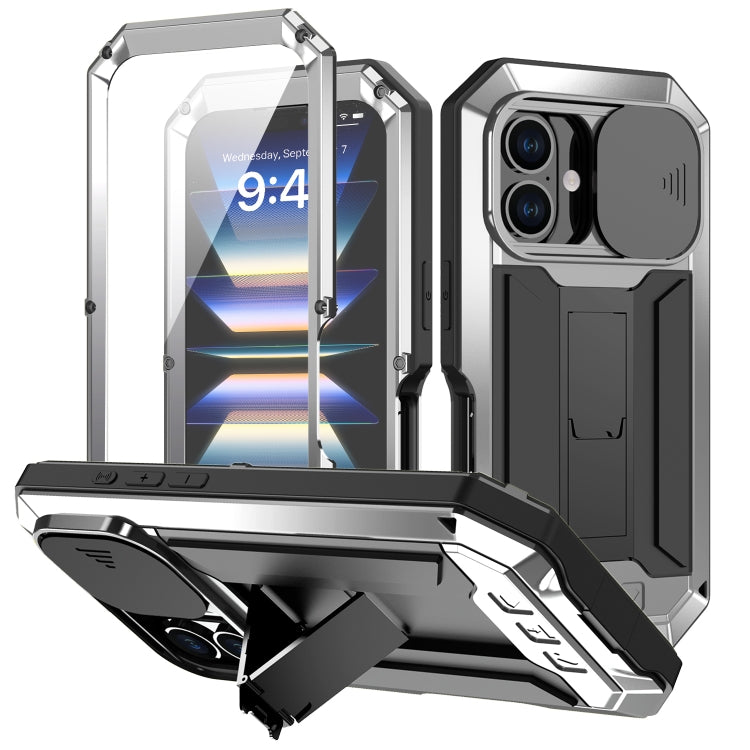 R-JUST Sliding Camera IP54 Life Waterproof Holder Phone Case, For iPhone 16 Pro Max, For iPhone 16 Pro, For iPhone 16 Plus, For iPhone 16, For iPhone 15 Pro Max, For iPhone 15 Pro, For iPhone 15 Plus, For iPhone 15