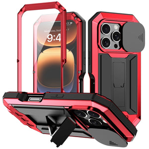 R-JUST Sliding Camera IP54 Life Waterproof Holder Phone Case, For iPhone 16 Pro Max, For iPhone 16 Pro, For iPhone 16 Plus, For iPhone 16, For iPhone 15 Pro Max, For iPhone 15 Pro, For iPhone 15 Plus, For iPhone 15