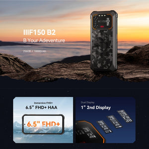 IIIF150 B2, IP68/69K / MIL-STD-810H, Side Fingerprint, Night Vision, 6.5 inch Android 13 UMS9230 Octa Core, Network: 4G, NFC, OTG