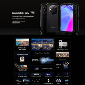 DOOGEE V30 Pro,  200MP Camera, Side Fingerprint, 10800mAh Battery, 12GB (extended 20GB virtual RAM up to 32GB RAM) ROM 512GB, 6.58 inch