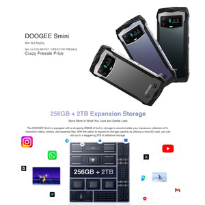 DOOGEE Smini,8GB (extended 7GB virtual up to 32GB RAM), ROM 256GB