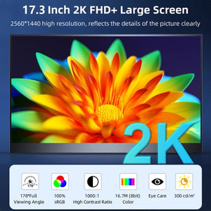 17.3 inch UHD 2560x1440P IPS Screen Portable Monitor, 17.3 inch 2K