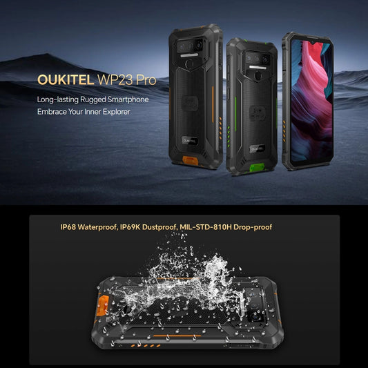 Oukitel WP23 Pro, 8GB+128GB, IP68/IP69K, 6.52 inch Unisoc T606 Octa-core, NFC, Network: 4G(Black)