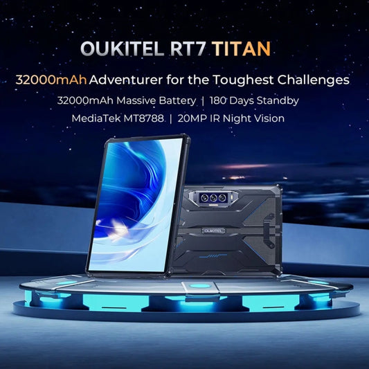 OUKITEL RT7 TITAN 4G Network IP68/IP69K Rugged Tablet, 10.1 inch Android 13 MediaTek MT8788 Octa Core Support Dual SIM, EU Plug