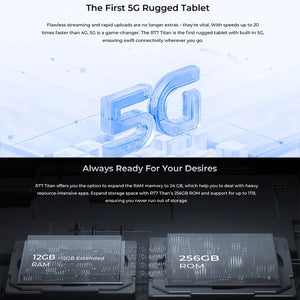 OUKITEL RT7 TITAN 5G Network IP68/IP69K Rugged Tablet, 10.1 inch Android 13  MediaTek Dimensity 720 Octa Core Support Dual SIM, EU Plug