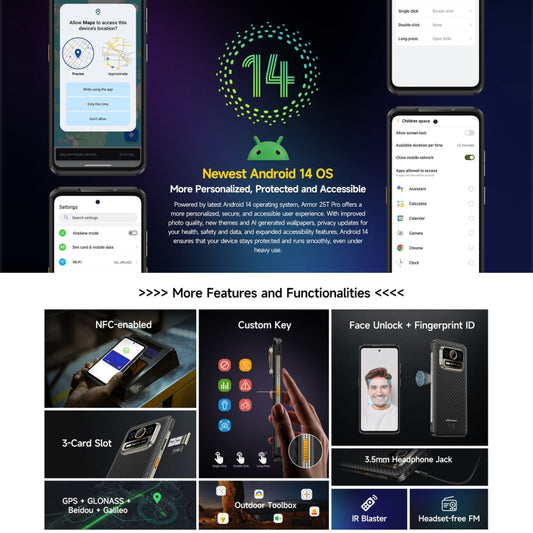 Ulefone Armor 25T Pro Rugged Phone, Thermal Imaging, 6.78 inch Android 14 MediaTek Dimensity 6300 Octa Core, Network: 5G, NFC