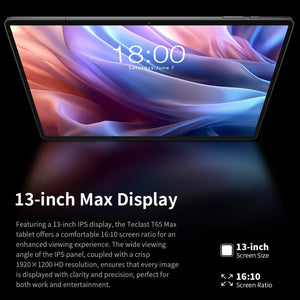 Teclast T65 Max Tablet PC 13 inch,  Android 14 MediaTek Helio G99 Octa Core, 4G LTE Dual SIM, T65 Max