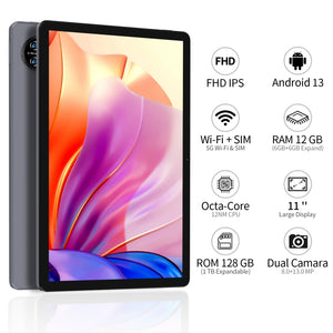 VASOUN M60 4G LTE Tablet, 11 inch, Android 13 UNISOC T606 Octa Core CPU, Global Version with Google Play, M60