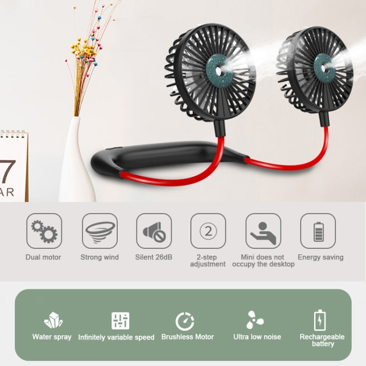 Lazy Hanging Neck Spray Fan USB Charging Outdoor Sports Portable Folding Mini Fan