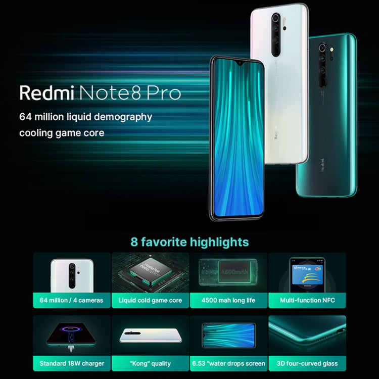 Redmi Note 8 Pro, RAM+ROM(6GB + 128GB), Quad AI Back Cameras, 4500mAh Battery, Face ID & Fingerprint Identification, 6.53 inch