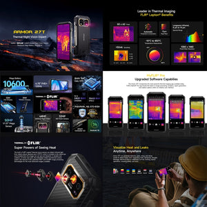 Ulefone Armor 27T Rugged Phone, 12GB+256GB, Thermal Imager, Night Vision, 10600mAh, 6.78 inch Android 14 MediaTek Helio G99 Octa Core, Network: 4G, NFC, OTG