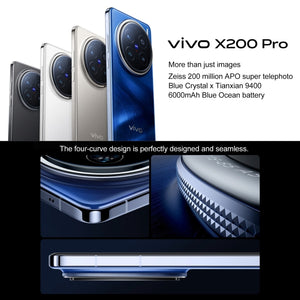 vivo X200 Pro, 16GB+512GB, Face ID / Screen Fingerprint Identification, 6.78 inch Android 15 Dimensity 9400 Octa Core, OTG, NFC, Network: 5G, Support Google Play