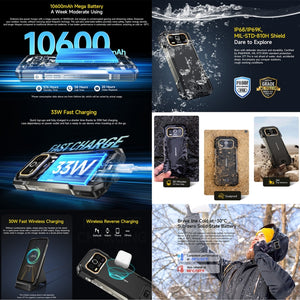 Ulefone Armor 27T Pro Rugged Phone, Thermal Imaging, 12GB+256GB, Night Vision, 10600mAh, 6.78 inch Android 14 MediaTek Dimensity 6300 Octa Core, Network: 5G, NFC