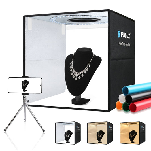 PULUZ 40cm Folding Portable Ring Light Quick Charge USB Photo Lighting Studio Shooting Tent Box with 6 x Color Backdrops, Size: 40cm x 40cm x 40cm