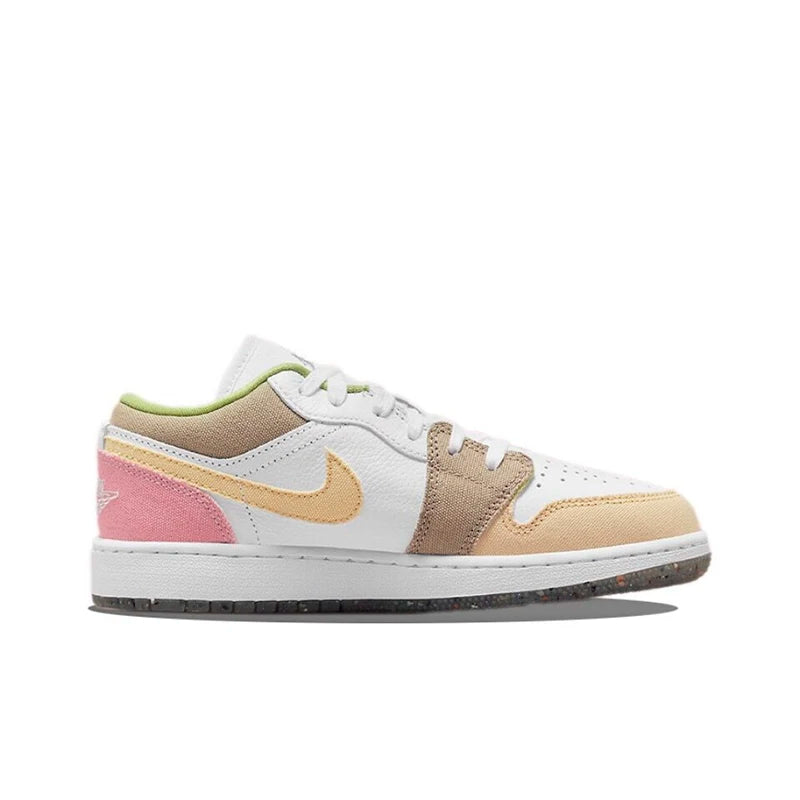 Original Air Jordan 1 Low "Cherry" Pink GS Size For Women's Non-Slip Low-Top Retro Classic Basketball Shoes Sneakers 554723-106