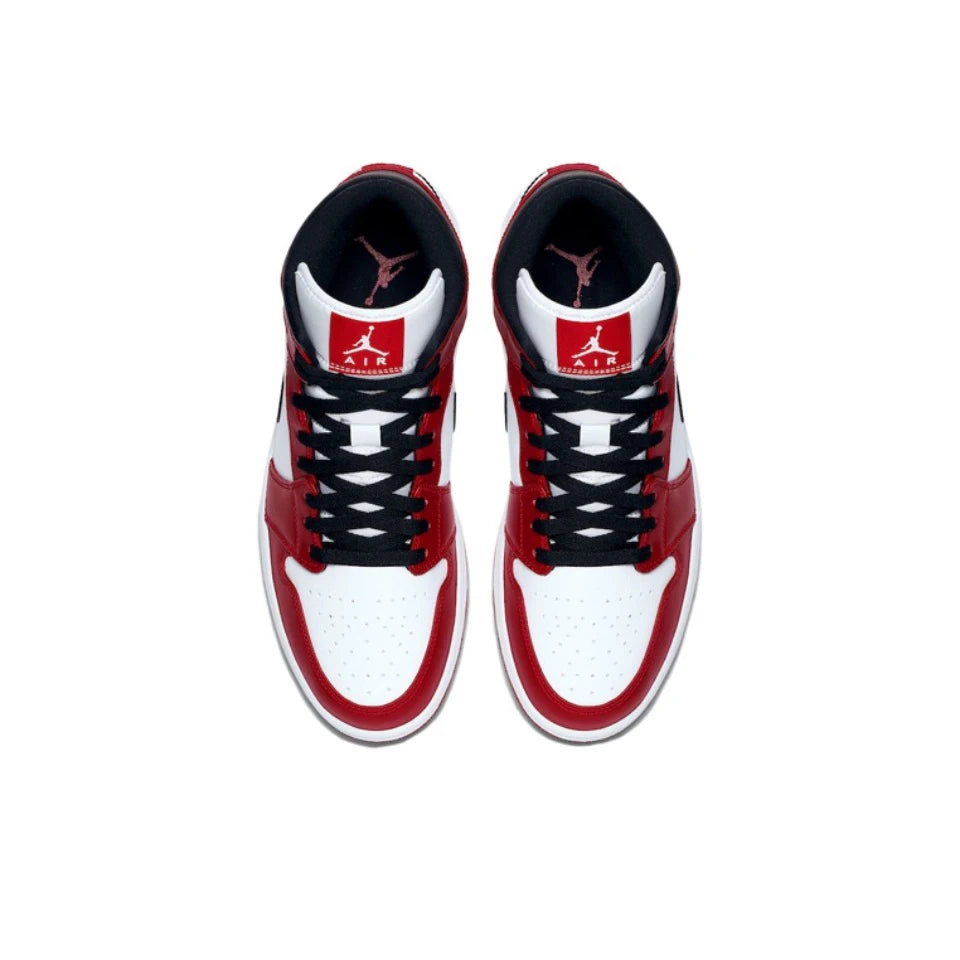 Air Jordan 1 Mid 'Chicago' Red and White For Men Classic Retro Basketball Sneakers Shoes