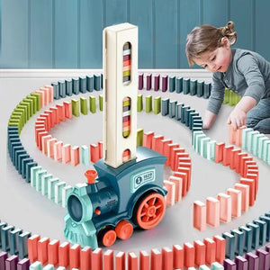 Kids Electric Domino Train Car Set With Sound Amp Light
