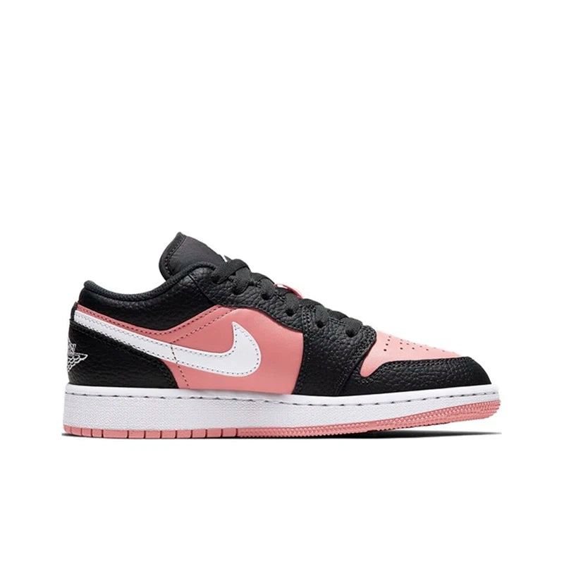 Original Air Jordan 1 Low "Cherry" Pink GS Size For Women's Non-Slip Low-Top Retro Classic Basketball Shoes Sneakers 554723-106