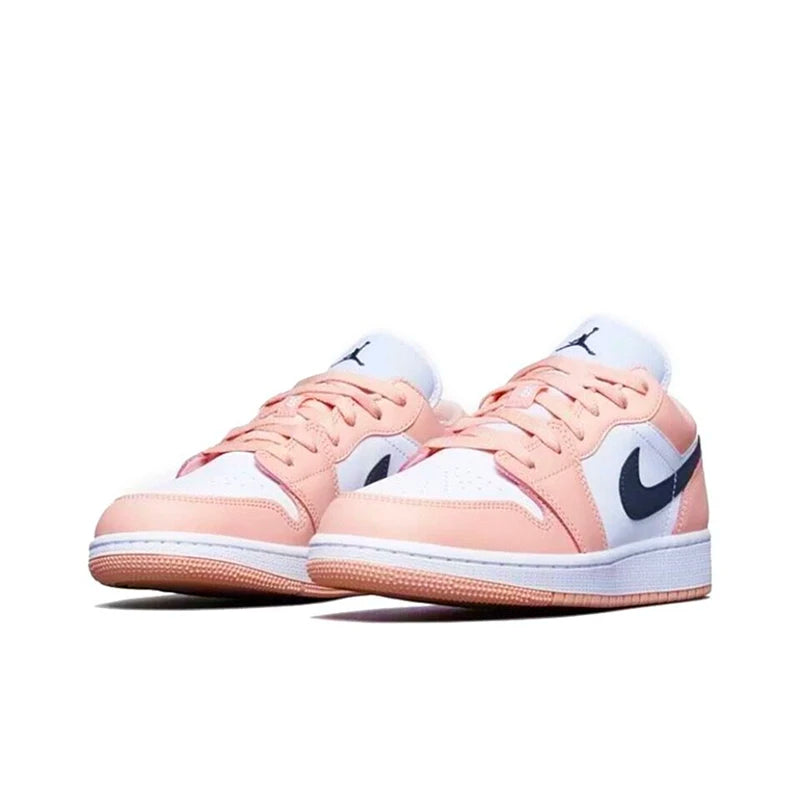 Original Air Jordan 1 Low "Cherry" Pink GS Size For Women's Non-Slip Low-Top Retro Classic Basketball Shoes Sneakers 554723-106