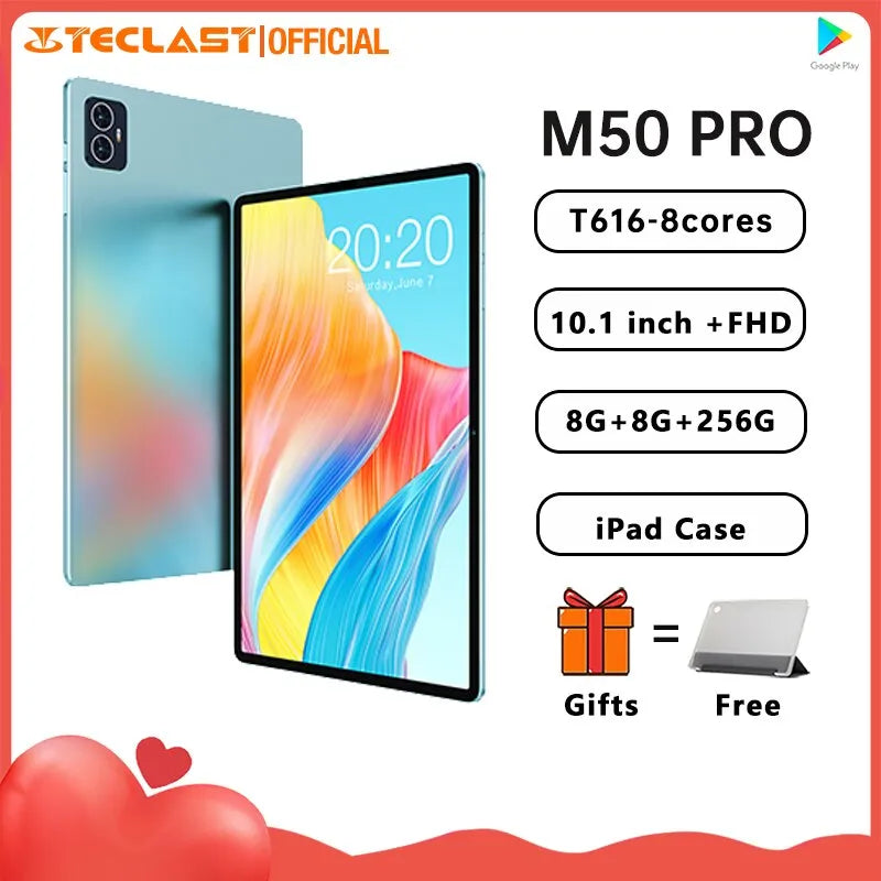 Teclast M50 Pro  Android 13 Tablet 8GB RAM 256GB ROM UNISOC T616 10.1 Inch 1920*1200 4G Dual SIM LTE 6000mAh Type-C