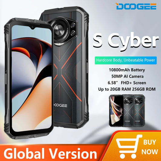 DOOGEE S Cyber Rugged Phone 6.58" 90Hz IPS Screen 10800mAh Large Battery 8GB+256GB 50MP AI Main Camera Android 14