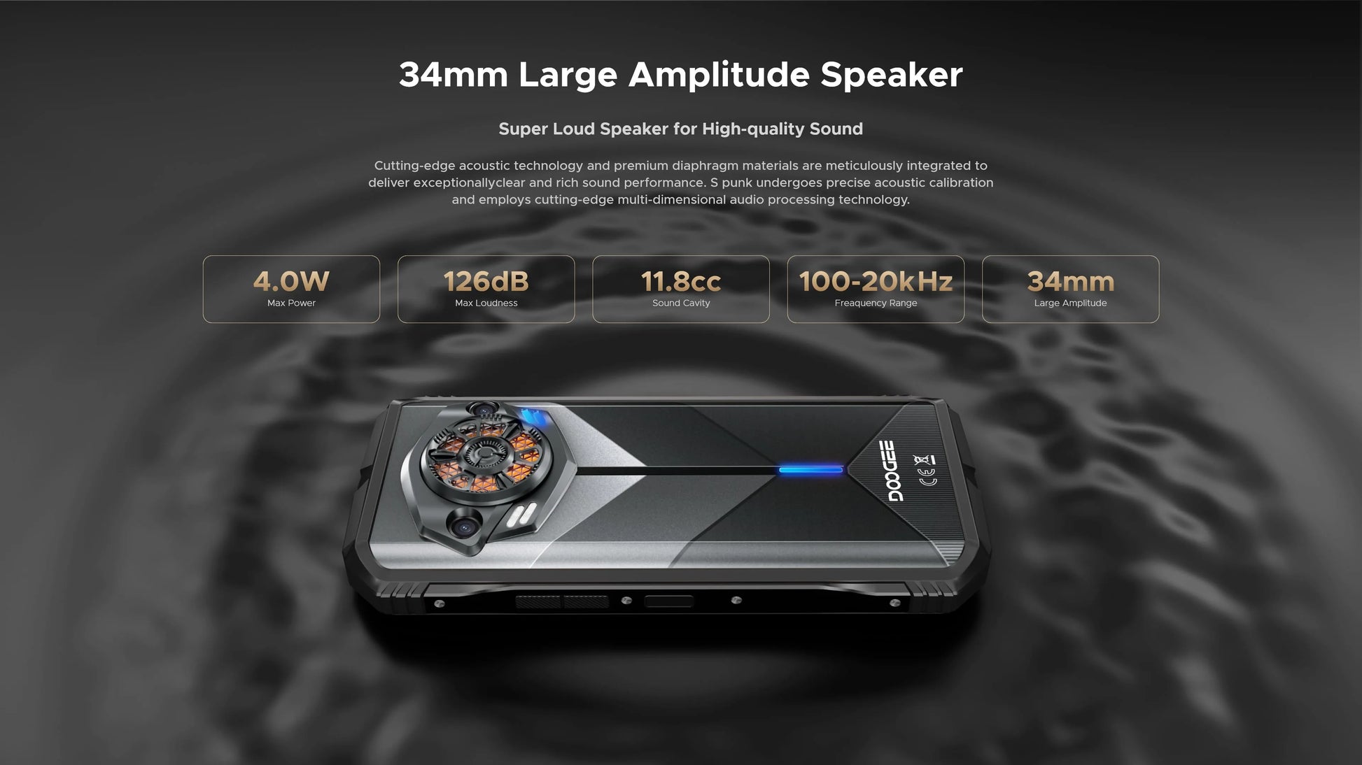 DOOGEE S Punk Rugged Phone LED Light Effect 6.58" 90Hz Display 6GB+256GB 34mm Large Amplitude Speake Android 14