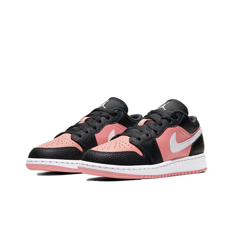 Original Air Jordan 1 Low "Cherry" Pink GS Size For Women's Non-Slip Low-Top Retro Classic Basketball Shoes Sneakers 554723-106