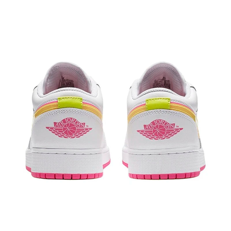 Original Air Jordan 1 Low "Cherry" Pink GS Size For Women's Non-Slip Low-Top Retro Classic Basketball Shoes Sneakers 554723-106