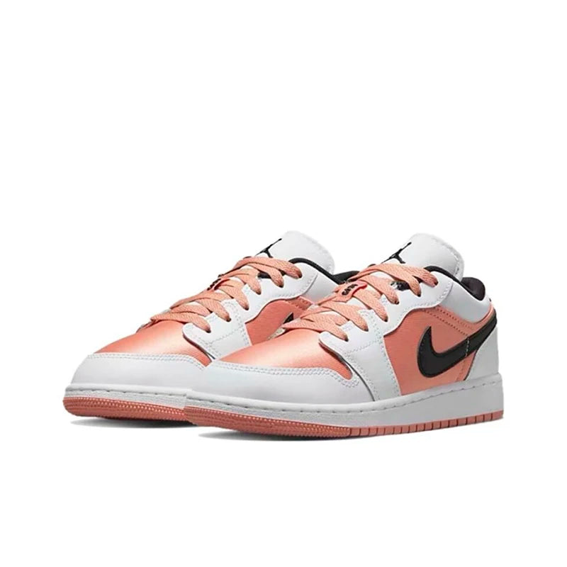 Original Air Jordan 1 Low "Cherry" Pink GS Size For Women's Non-Slip Low-Top Retro Classic Basketball Shoes Sneakers 554723-106