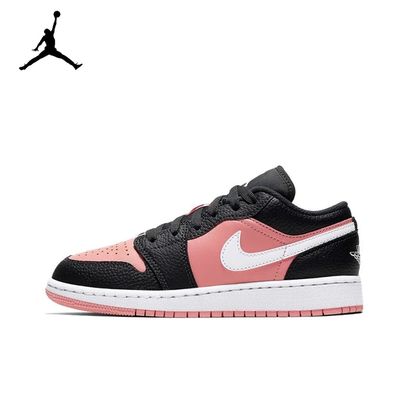 Original Air Jordan 1 Low "Cherry" Pink GS Size For Women's Non-Slip Low-Top Retro Classic Basketball Shoes Sneakers 554723-106