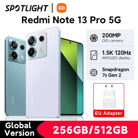 [Global Version] Xiaomi Redmi Note 13 Pro 5G 200MP OIS Camera 6.67" 120Hz AMOLED display Snapdragon 7s Gen 2 67W Turbo Charging