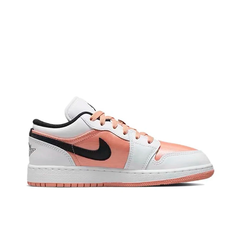 Original Air Jordan 1 Low "Cherry" Pink GS Size For Women's Non-Slip Low-Top Retro Classic Basketball Shoes Sneakers 554723-106