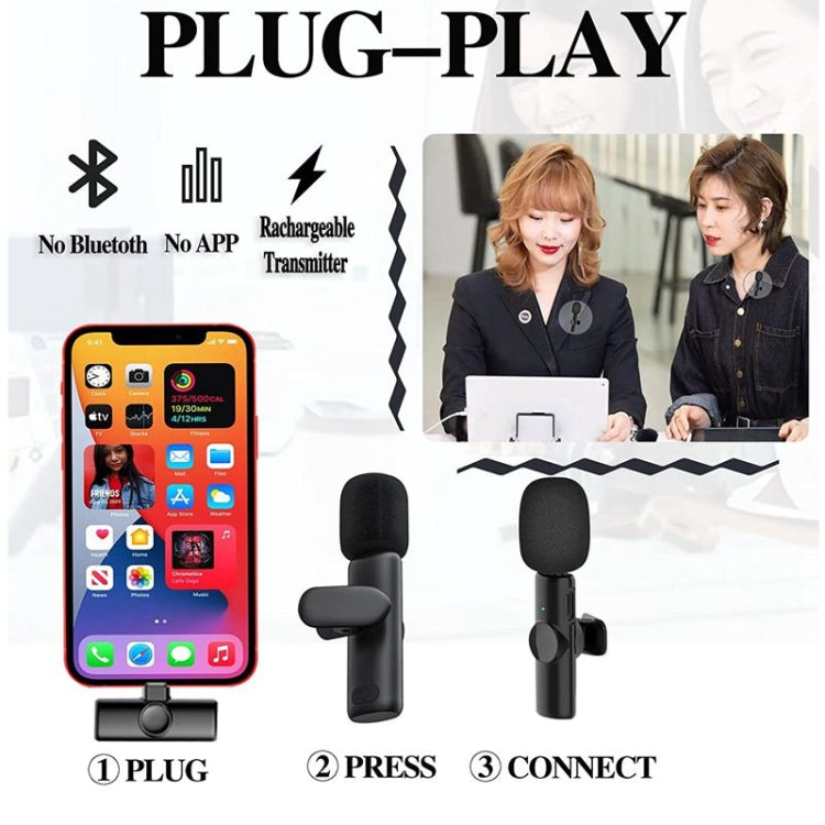 Bluetooth  Mini Microphone Wireless Lavalier Noise Reduction Microphone for iPhone / iPad, with 8 Pin Receiver