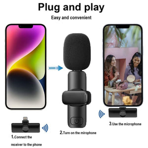 Bluetooth  Mini Microphone Wireless Lavalier Noise Reduction Microphone for iPhone / iPad, with 8 Pin Receiver