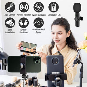 Bluetooth  Mini Microphone Wireless Lavalier Noise Reduction Microphone for iPhone / iPad, with 8 Pin Receiver