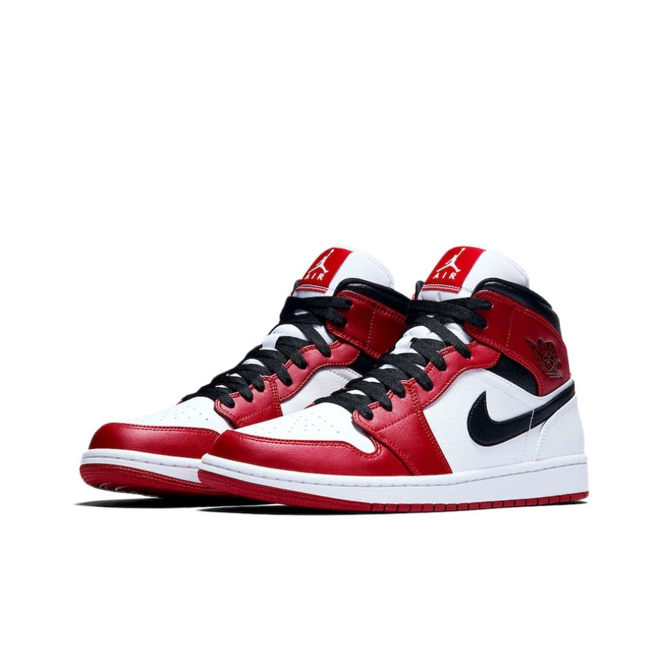 Air Jordan 1 Mid 'Chicago' Red and White For Men Classic Retro Basketball Sneakers Shoes